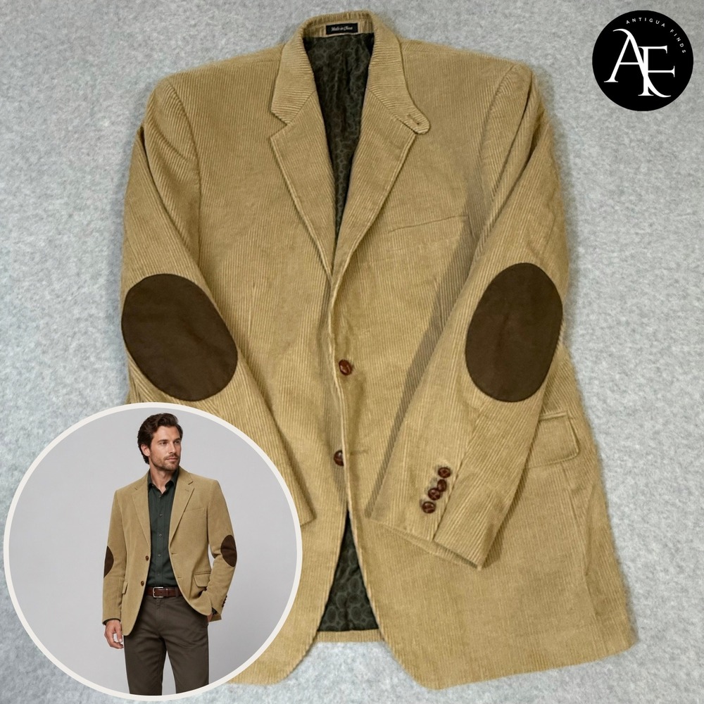 Lauren Ralph Lauren Blazer Mens 42R Tan Corduroy Blazer Elbow Patches Sport Coat